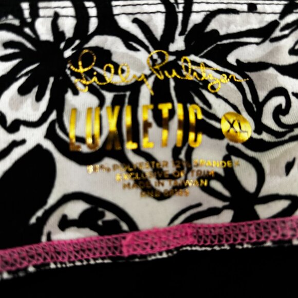 Lilly Pulitzer Luxletic Black / Pink Leggings XL EUC - Picture 2 of 2